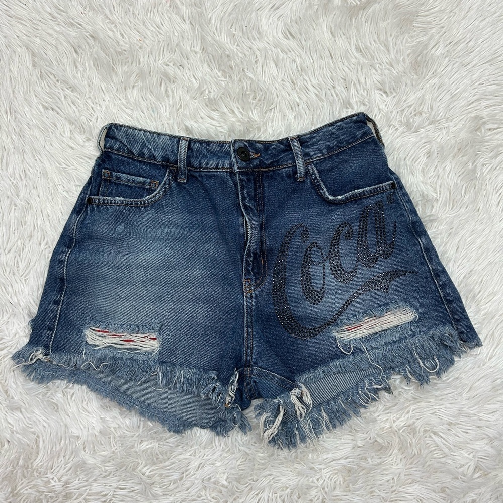 Coca Cola Distressed Denim Shorts Size 6